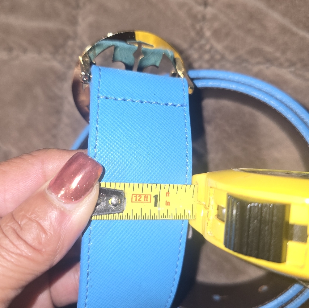 Tory Burch Blue Leather Belt with Gold Buckle - Picture 7 of 7